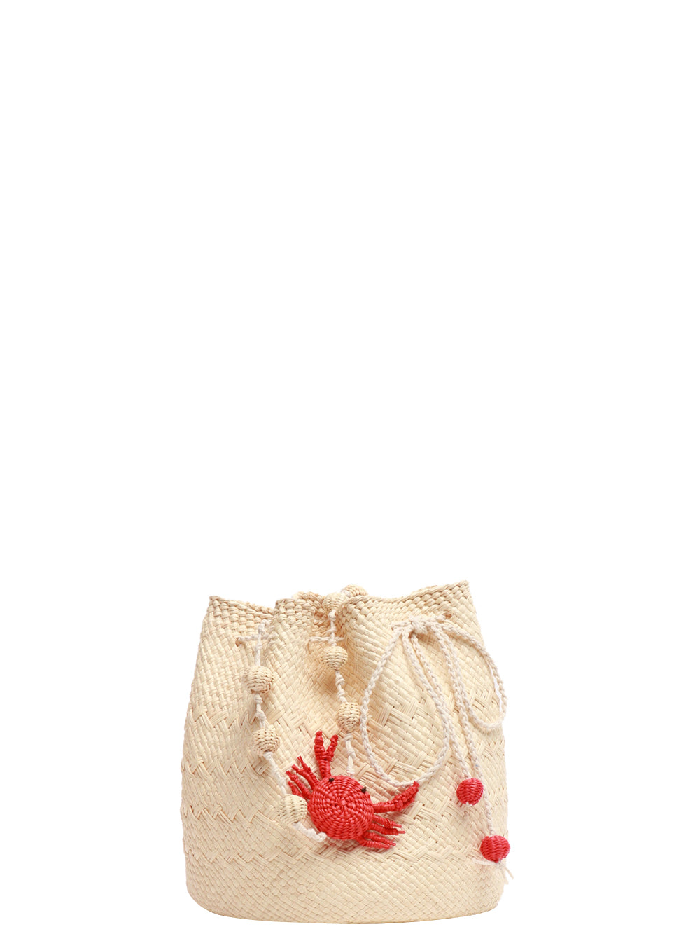 CAROLINA BELENGUER Borsa Secchiello in Paglia con Granchio Arancio e Corda Beige/arancio