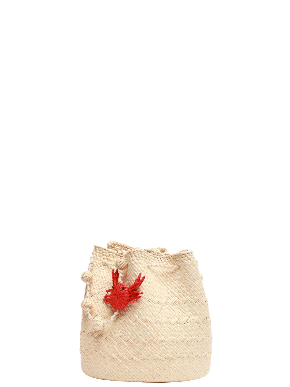 CAROLINA BELENGUER Borsa Secchiello in Paglia con Granchio Arancio e Corda Beige/arancio