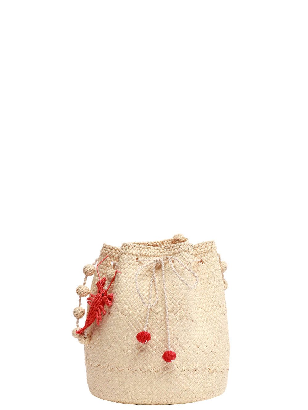 CAROLINA BELENGUER Borsa Secchiello in Paglia con Aragosta Beige/arancio