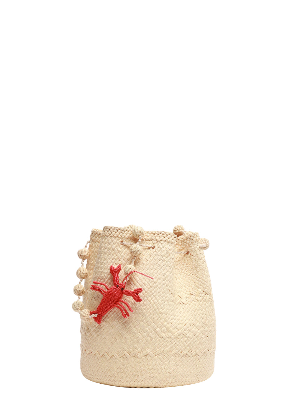 CAROLINA BELENGUER Borsa Secchiello in Paglia con Aragosta Beige/arancio