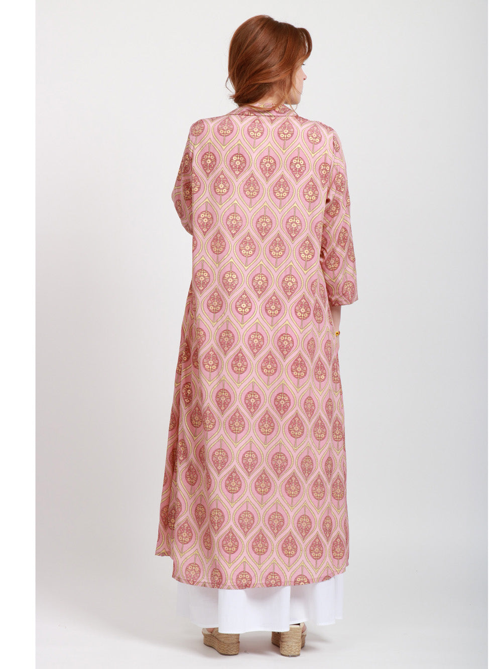 CHACHA Kimono in Seta con Fantasia Rosa e Oro Rosa/oro