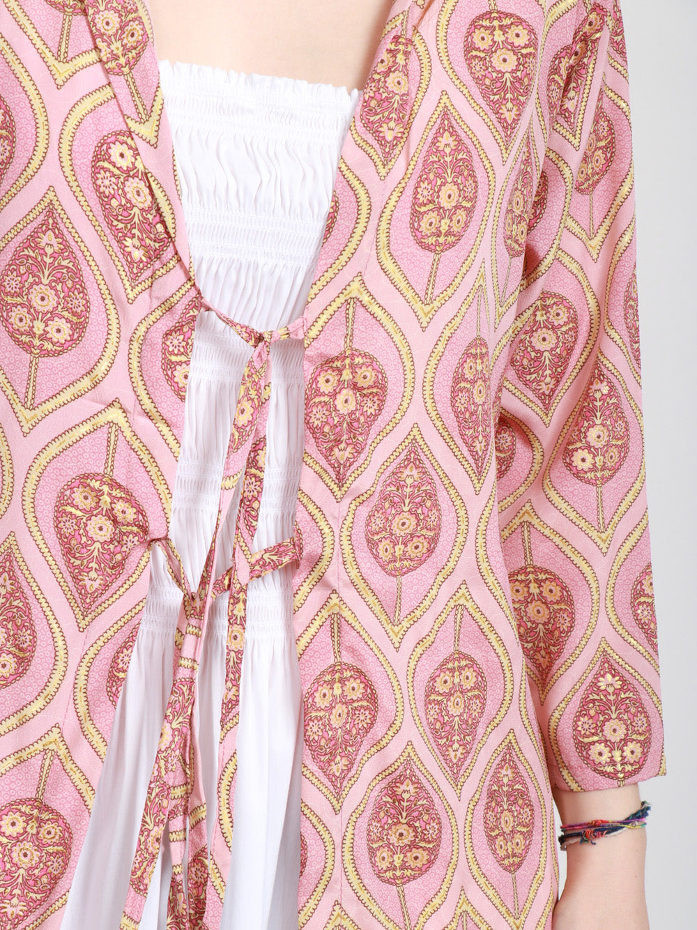 CHACHA Kimono in Seta con Fantasia Rosa e Oro Rosa/oro
