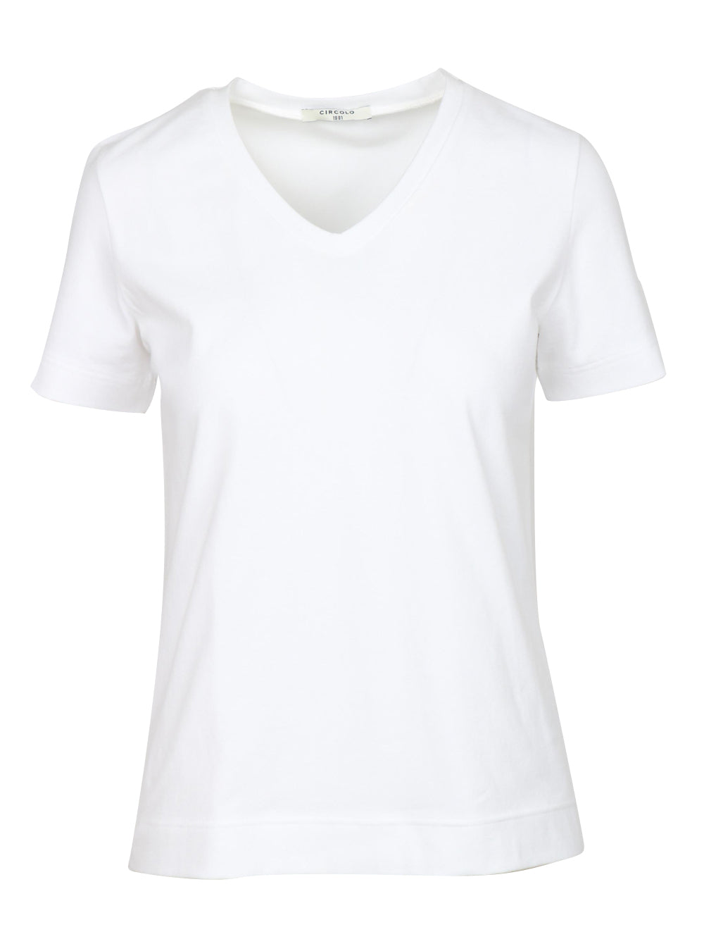 CIRCOLO 1901 T-Shirt in Cotone Bianca con Scollo a V Bianco ottico