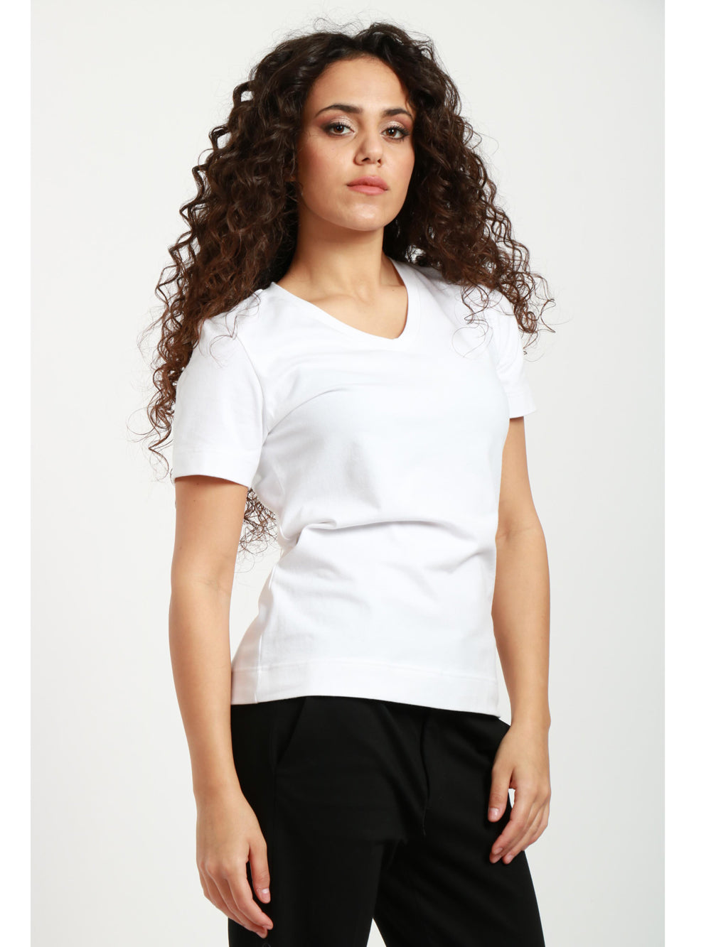 CIRCOLO 1901 T-Shirt in Cotone Bianca con Scollo a V Bianco ottico