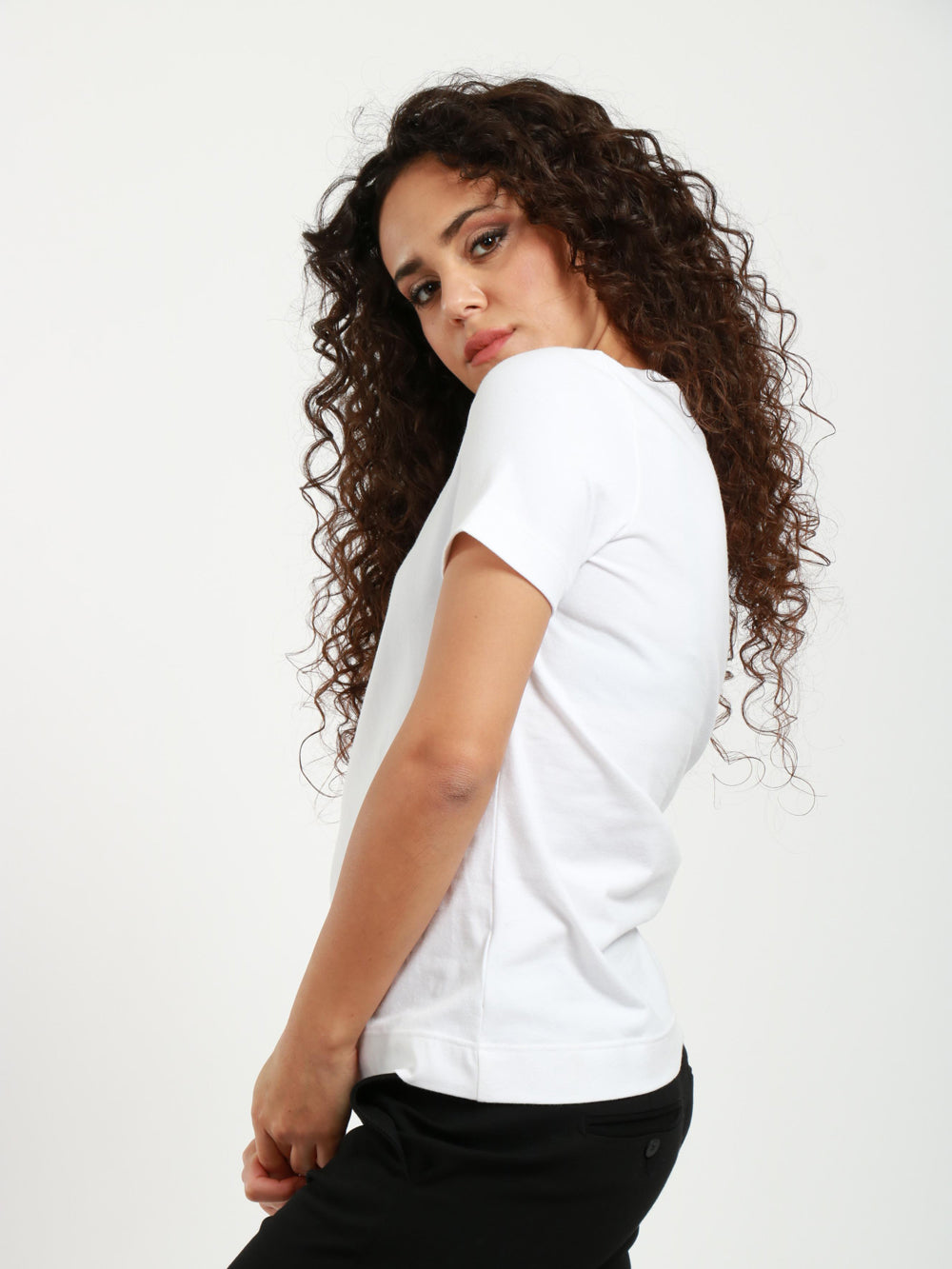 CIRCOLO 1901 T-Shirt in Cotone Bianca con Scollo a V Bianco ottico