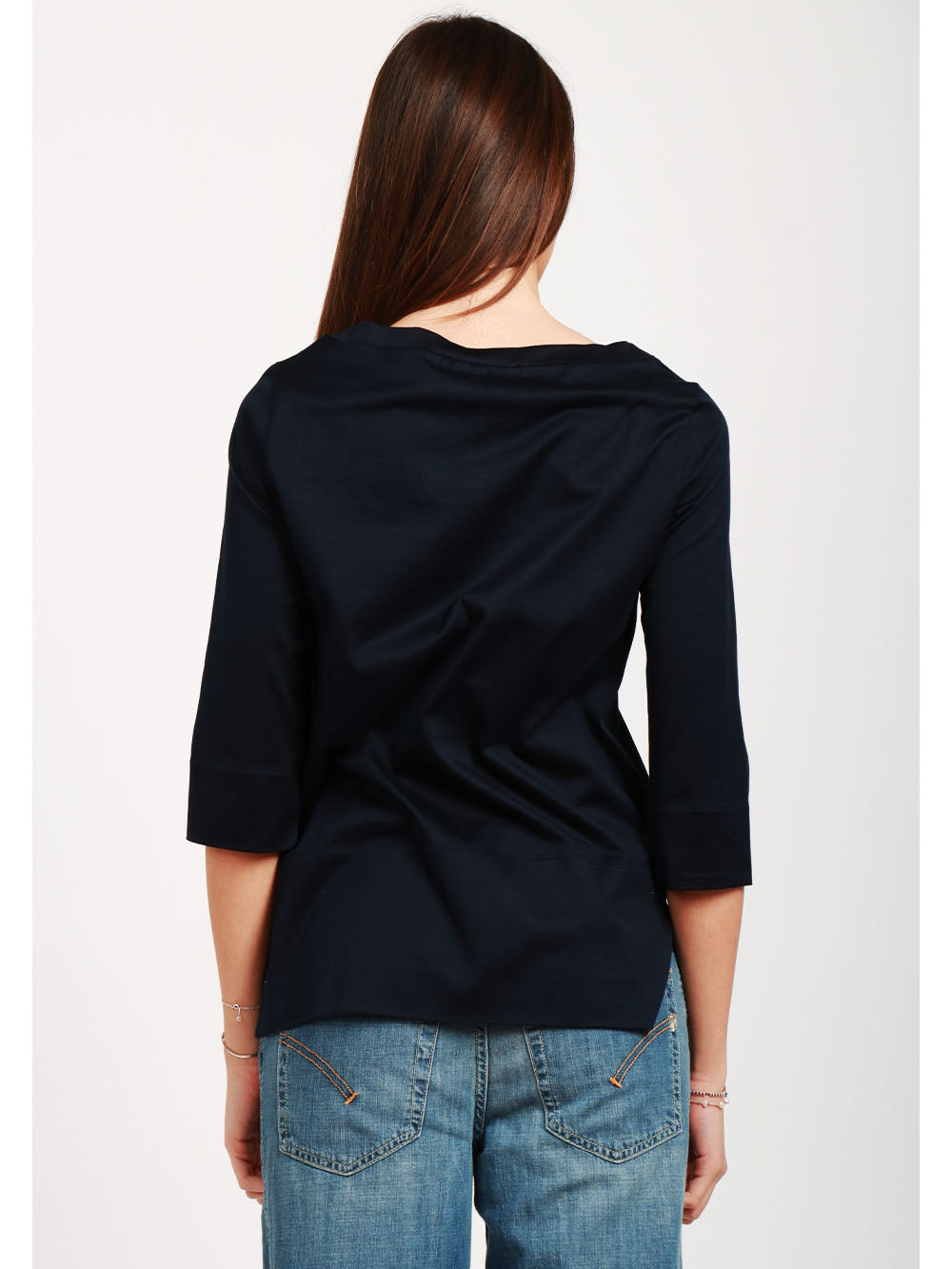 CIRCOLO 1901 Maglia in Cotone Blu Notte con Scollo a Barca Blu navy