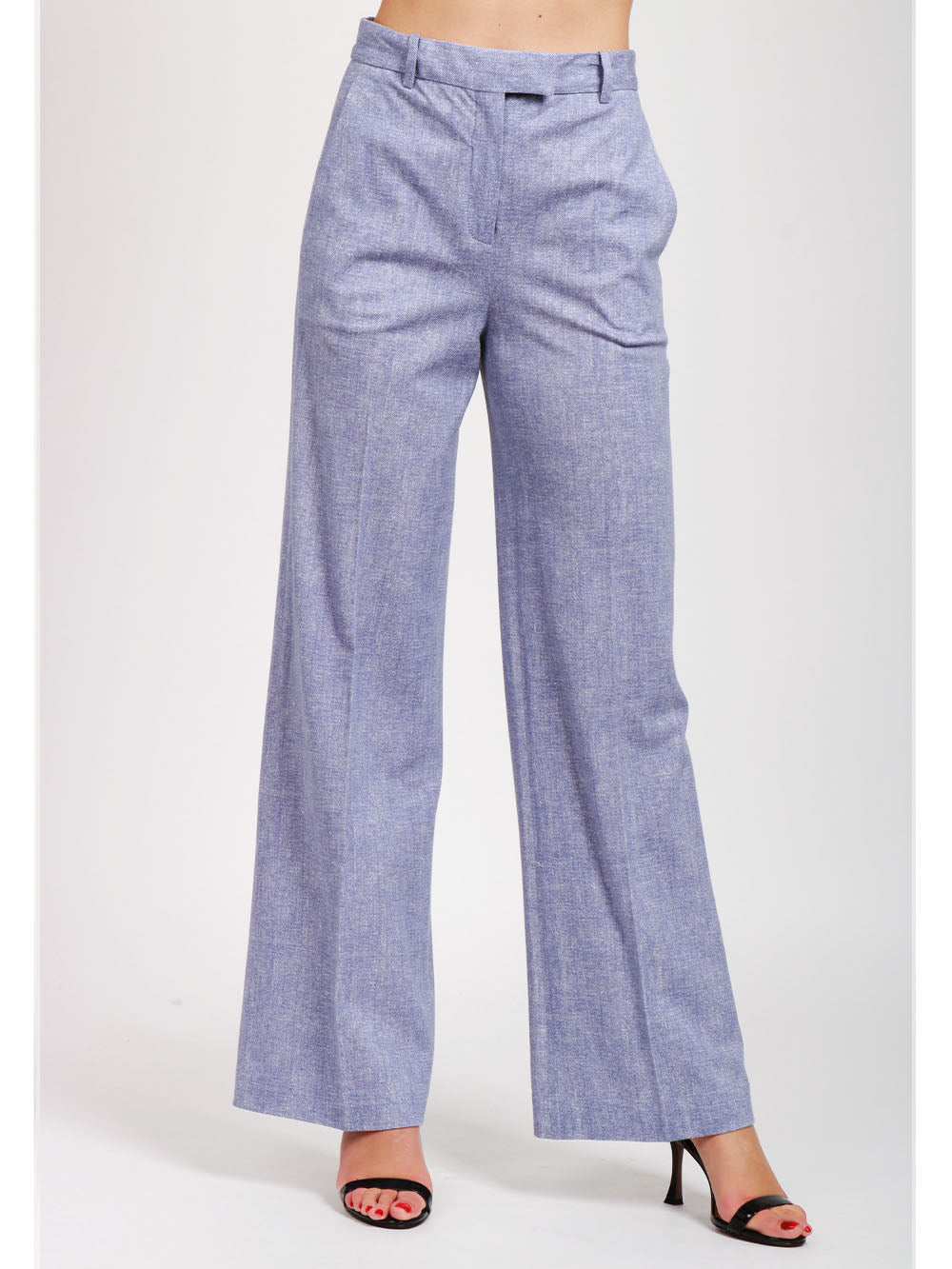 CIRCOLO 1901 PANTALONI PIQUET PALAZZO IN COTONE AZZURRI Azzurro