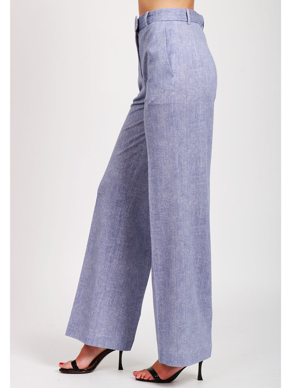 CIRCOLO 1901 PANTALONI PIQUET PALAZZO IN COTONE AZZURRI Azzurro