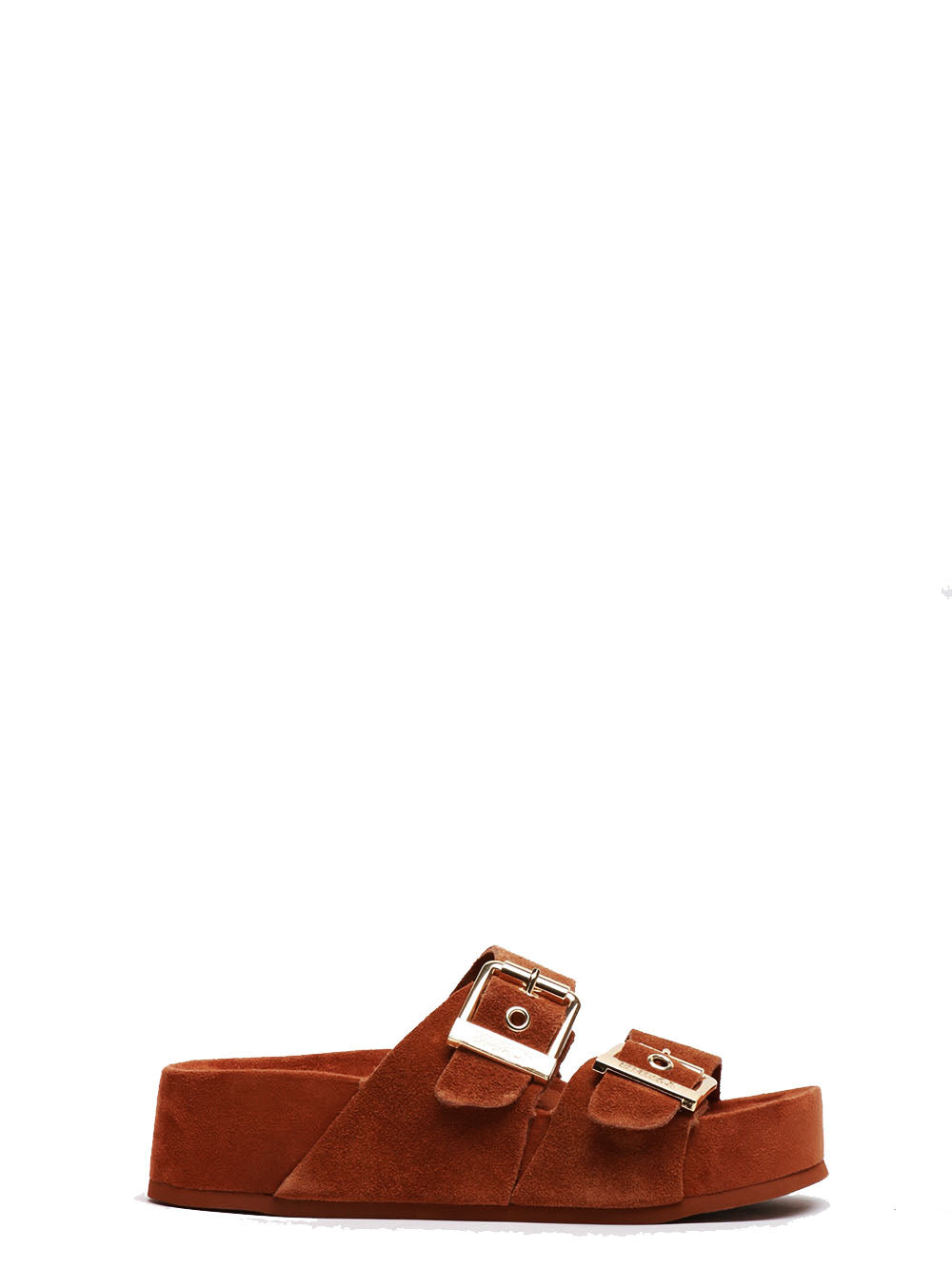 COLORS OF CALIFORNIA Sandali in Suede Tabacco con Zeppa Tabacco