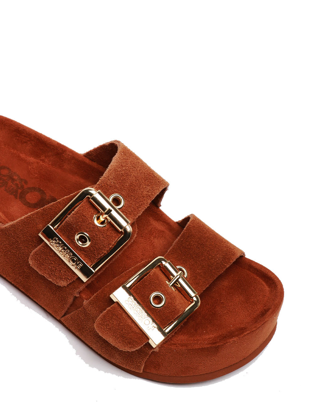 COLORS OF CALIFORNIA Sandali in Suede Tabacco con Zeppa Tabacco