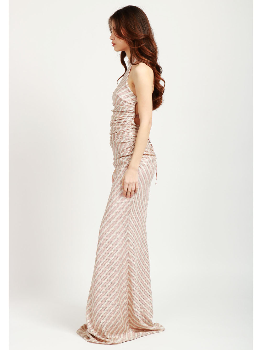 COUTURE IS FOREVER Vestito Margherita Lungo Panna e Rosa con Lurex Rosa/panna