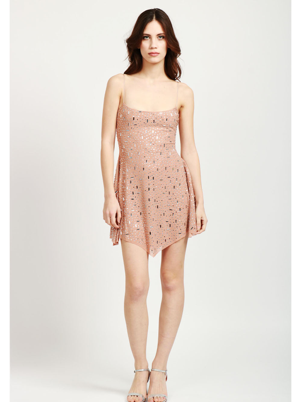 COUTURE IS FOREVER Vestito Polly Corto in Tulle Cipria con Cristalli Nude