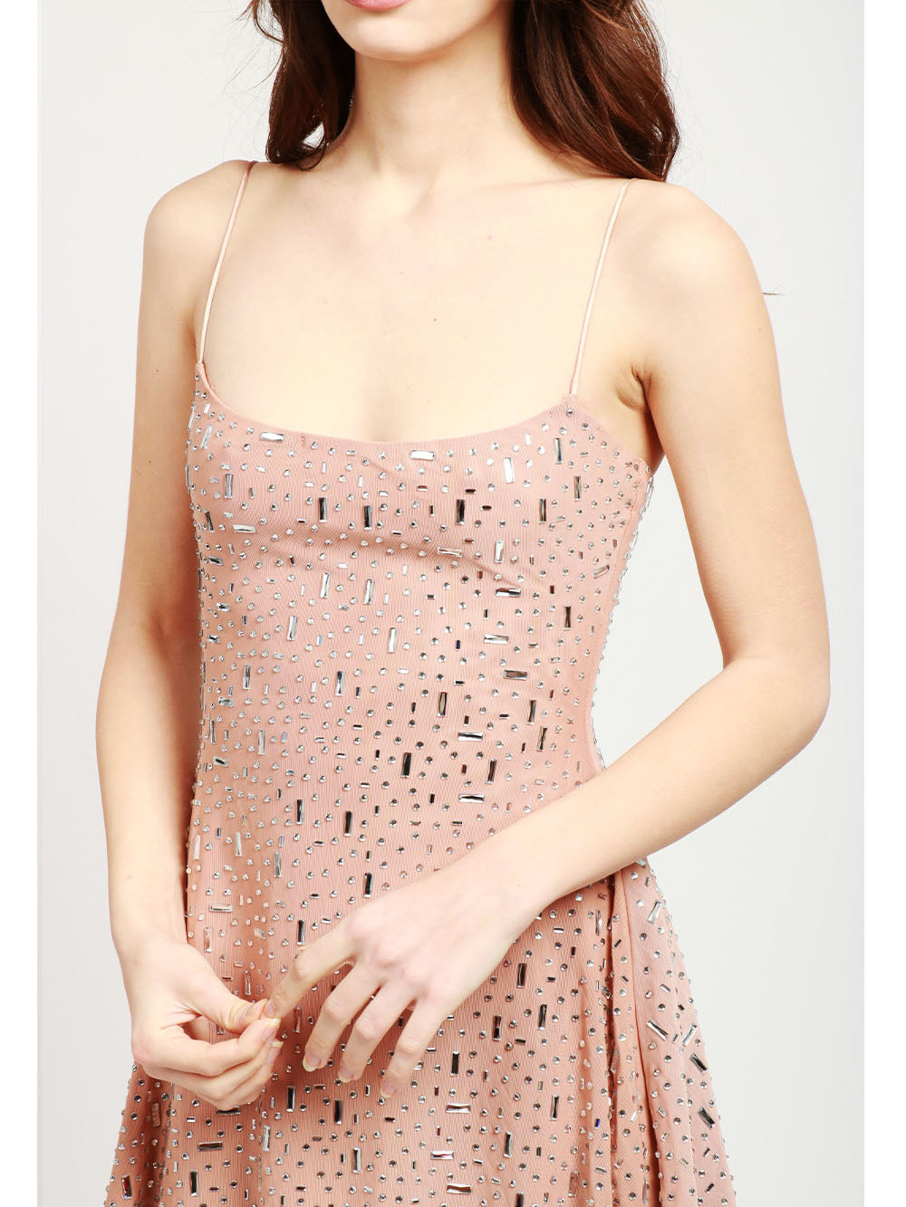 COUTURE IS FOREVER Vestito Polly Corto in Tulle Cipria con Cristalli Nude