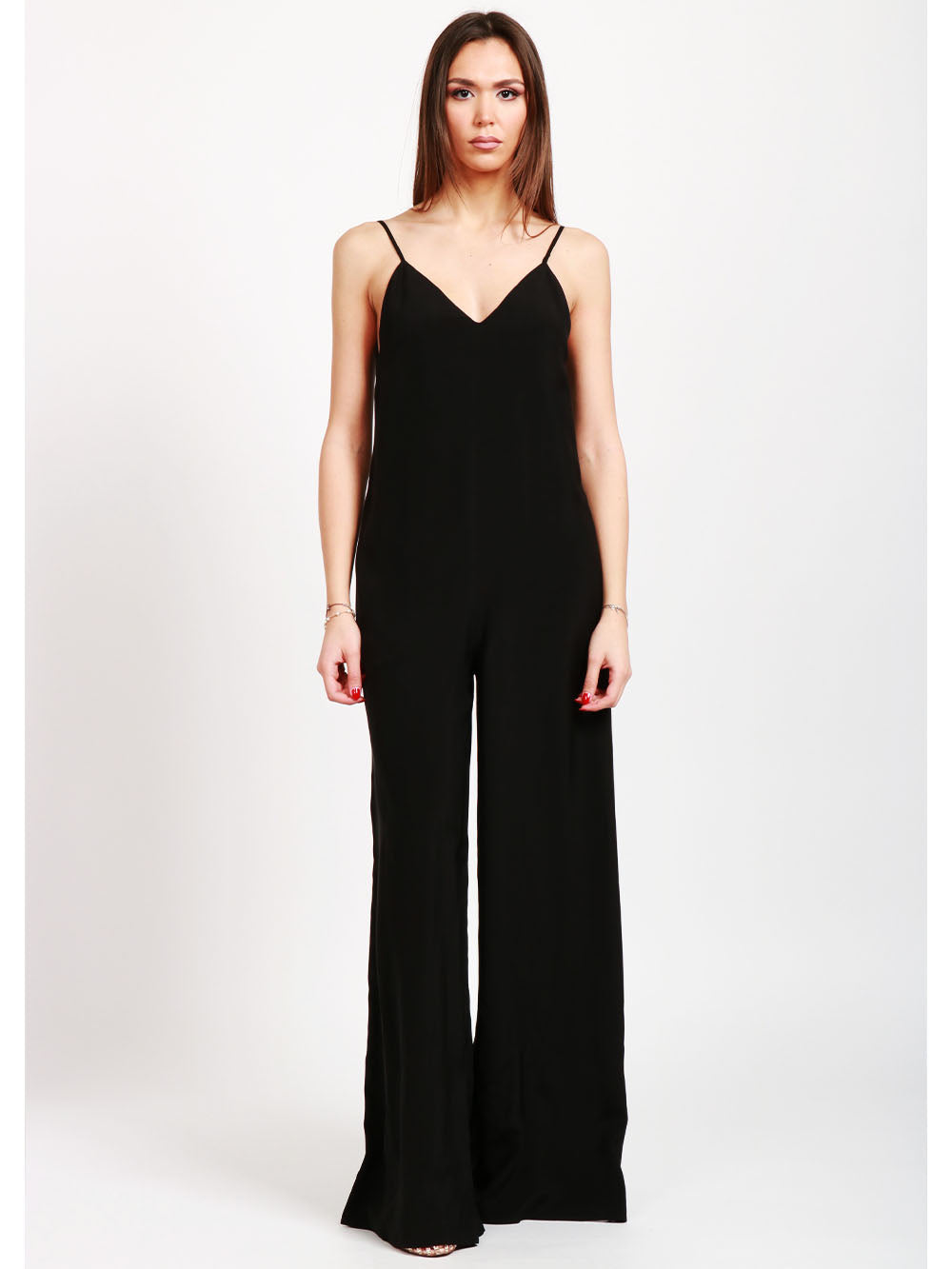 DONDUP Tuta Palazzo Nera con Scollo a V Nero