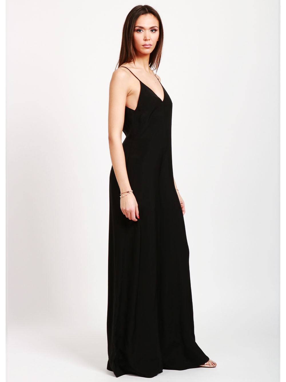 DONDUP Tuta Palazzo Nera con Scollo a V Nero