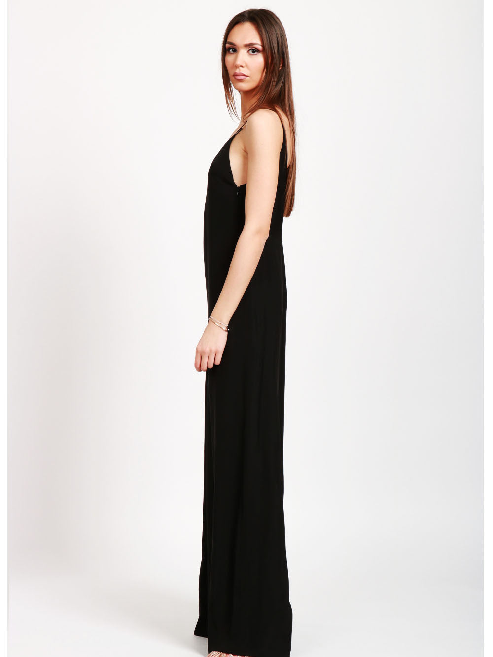 DONDUP Tuta Palazzo Nera con Scollo a V Nero