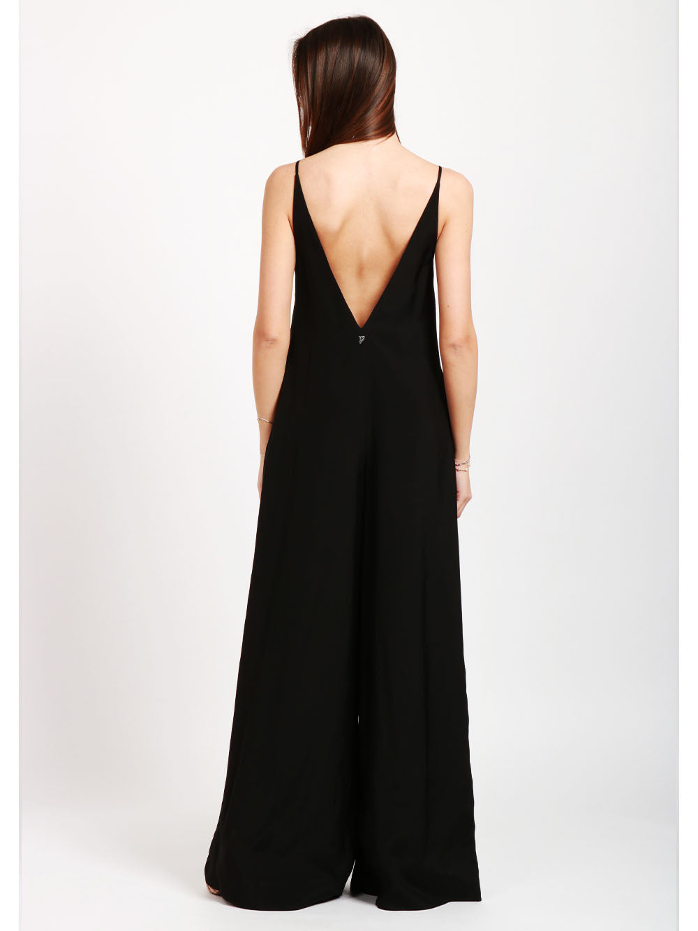 DONDUP Tuta Palazzo Nera con Scollo a V Nero
