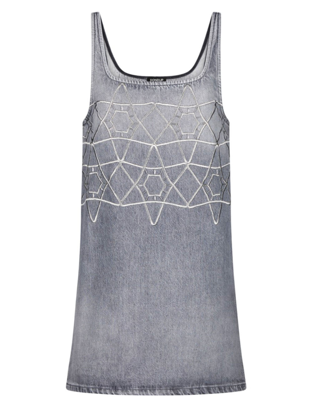 DONDUP Vestito Corto in Denim Grigio con Stelle Grigio