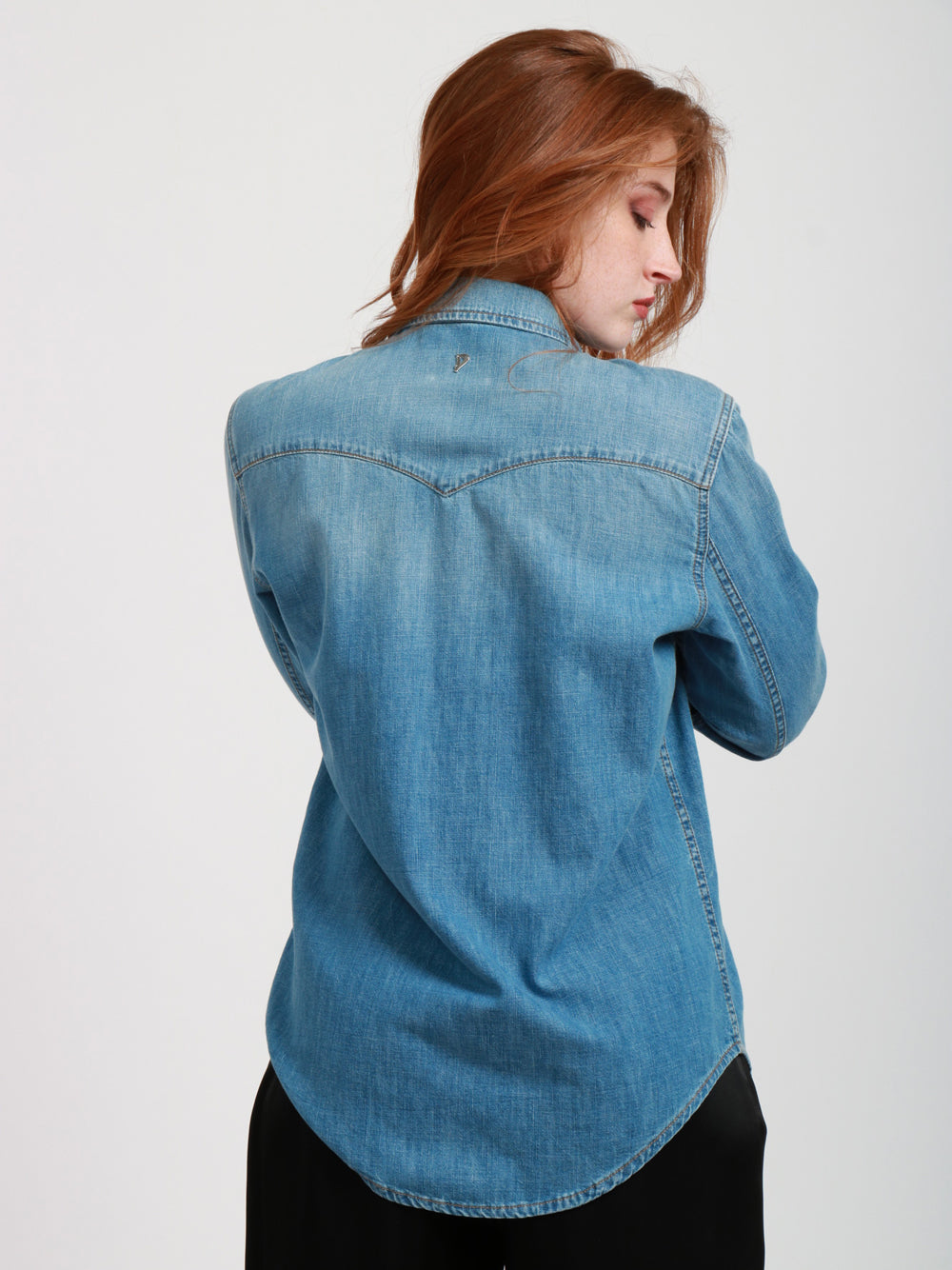 Regular Fit Blue Cotton Denim Shirt