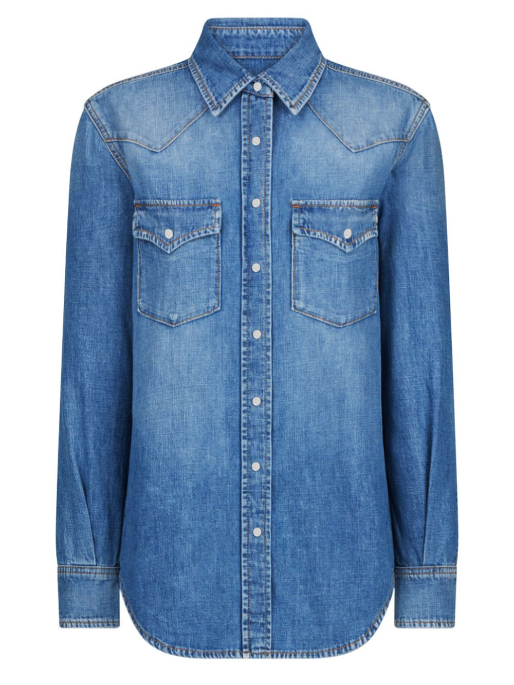Regular Fit Blue Cotton Denim Shirt