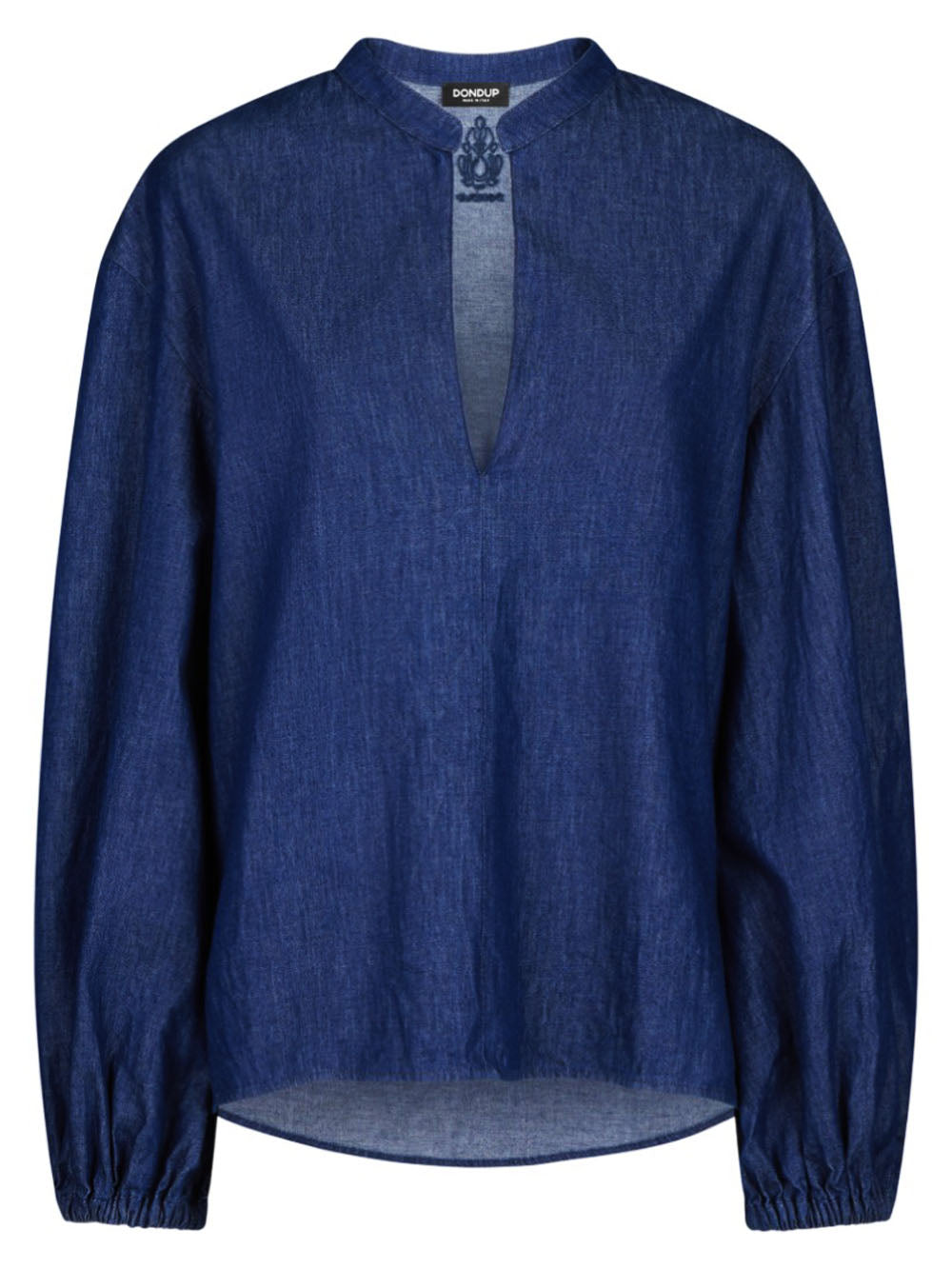 DONDUP Blusa in Denim di Cotone Blu con Maniche a Sbuffo Denim