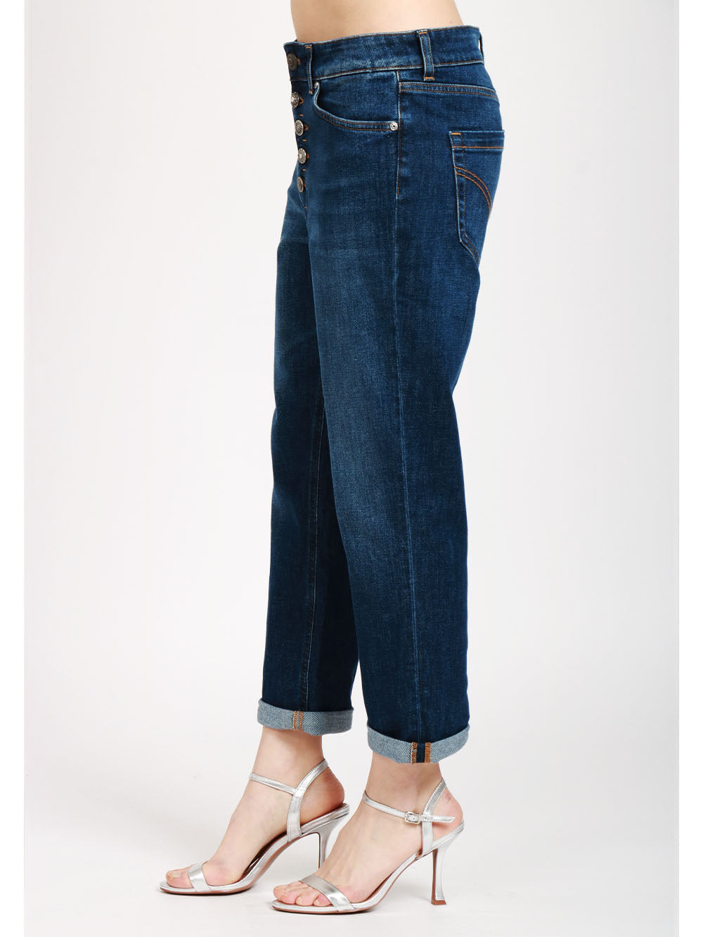 DONDUP Jeans Koons in Denim di Cotone Blu con Bottoni Gioiello Denim