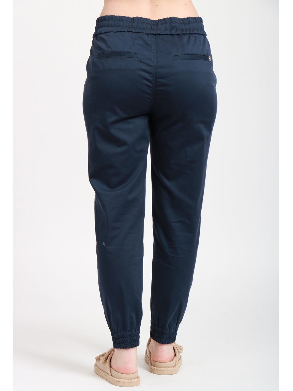 Pantaloni Alba Jogger in Raso di Cotone e Seta Blu