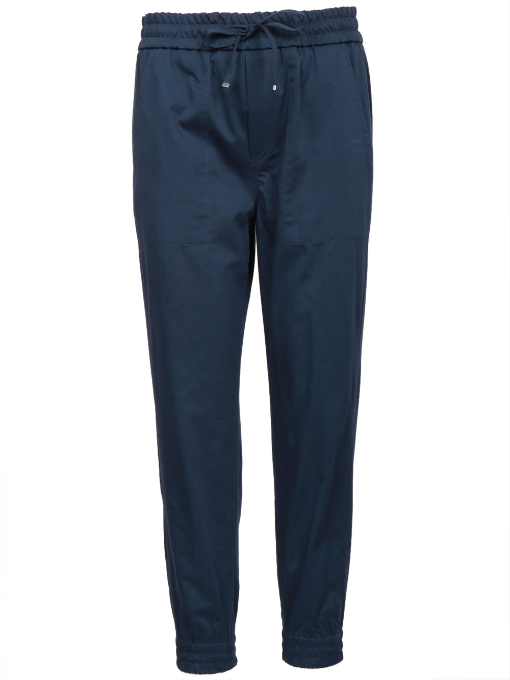 Pantaloni Alba Jogger in Raso di Cotone e Seta Blu
