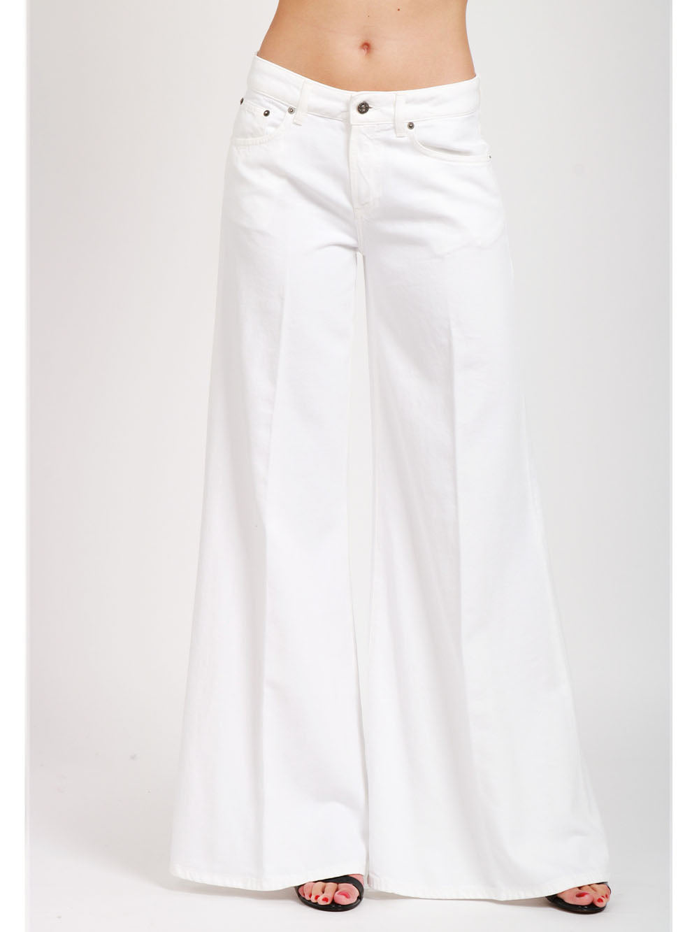 DONDUP Jeans Marlen in Bull Denim Bianchi con Gamba Ampia Bianco