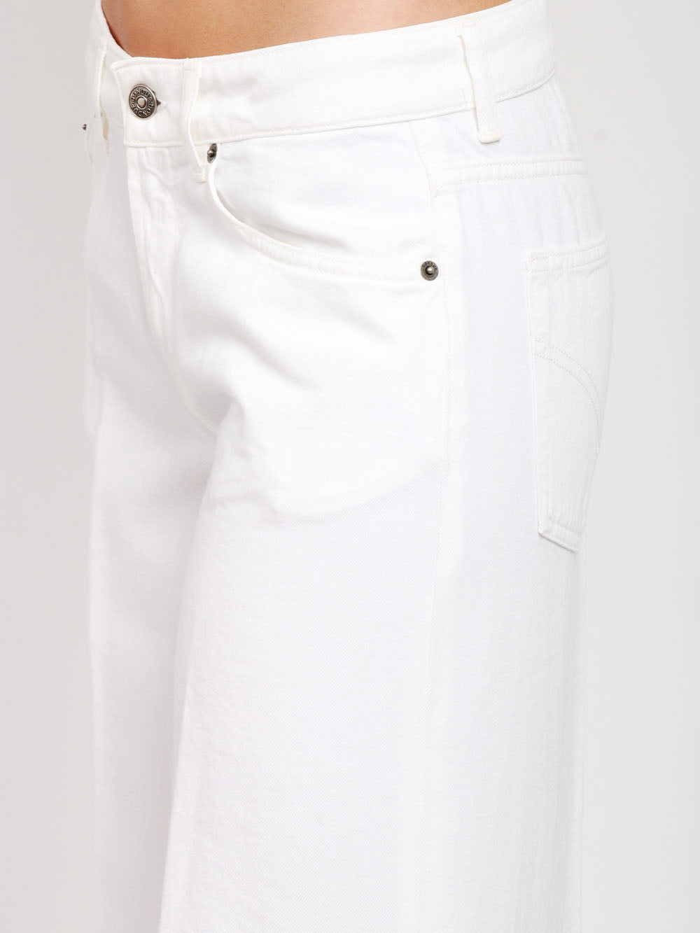 DONDUP Jeans Marlen in Bull Denim Bianchi con Gamba Ampia Bianco