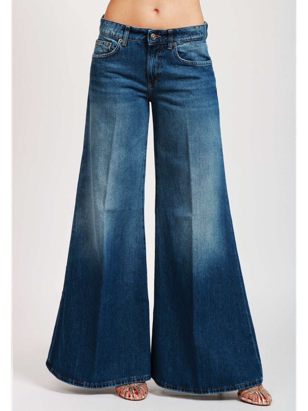 DONDUP Jeans Marlen in Denim Blu con Gamba Ampia Denim