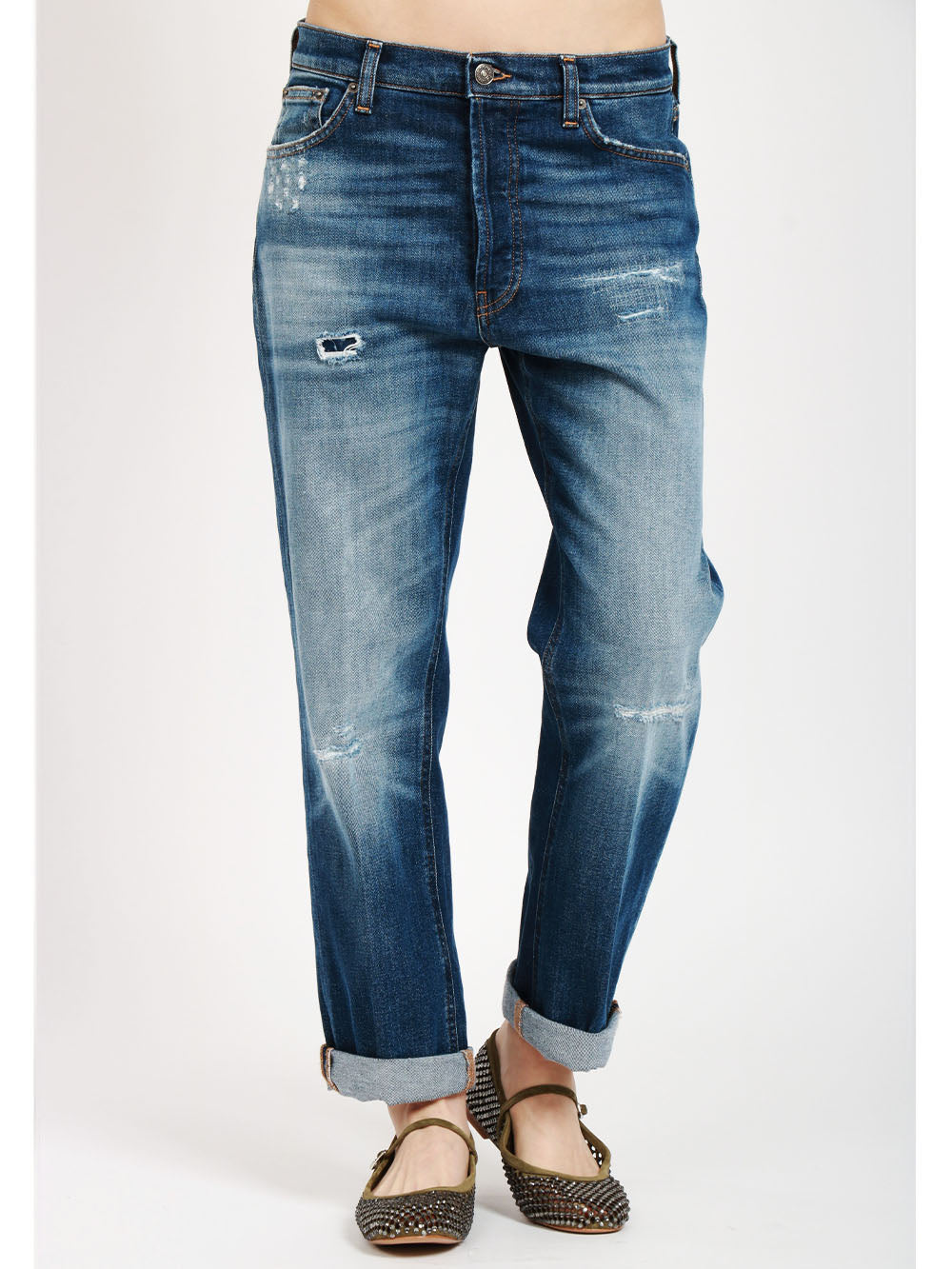 DONDUP Jeans Icon in Denim Blu con Gamba Dritta Denim