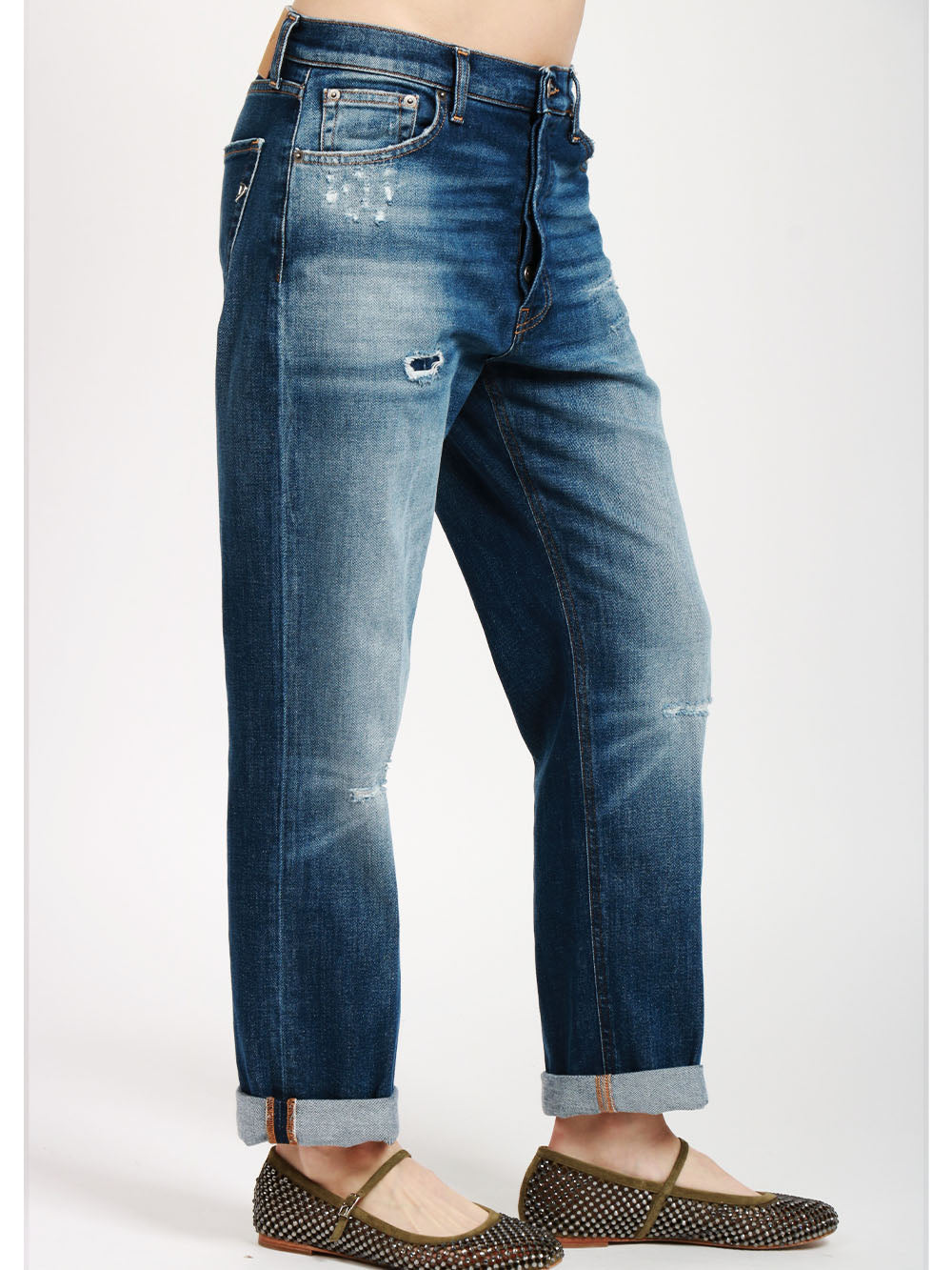 DONDUP Jeans Icon in Denim Blu con Gamba Dritta Denim