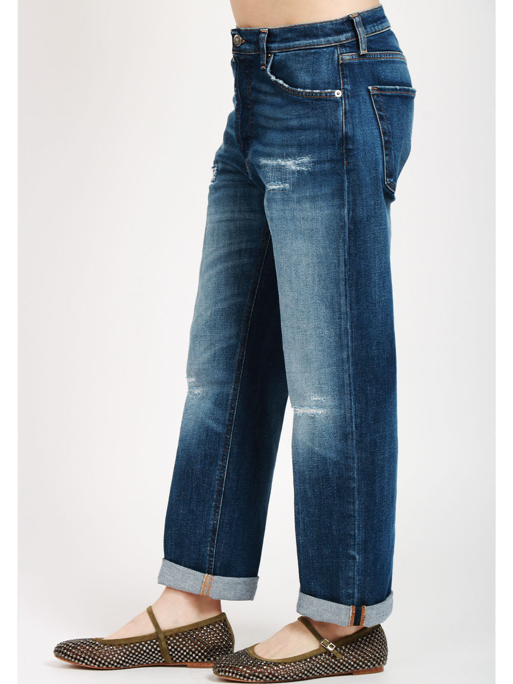 DONDUP Jeans Icon in Denim Blu con Gamba Dritta Denim