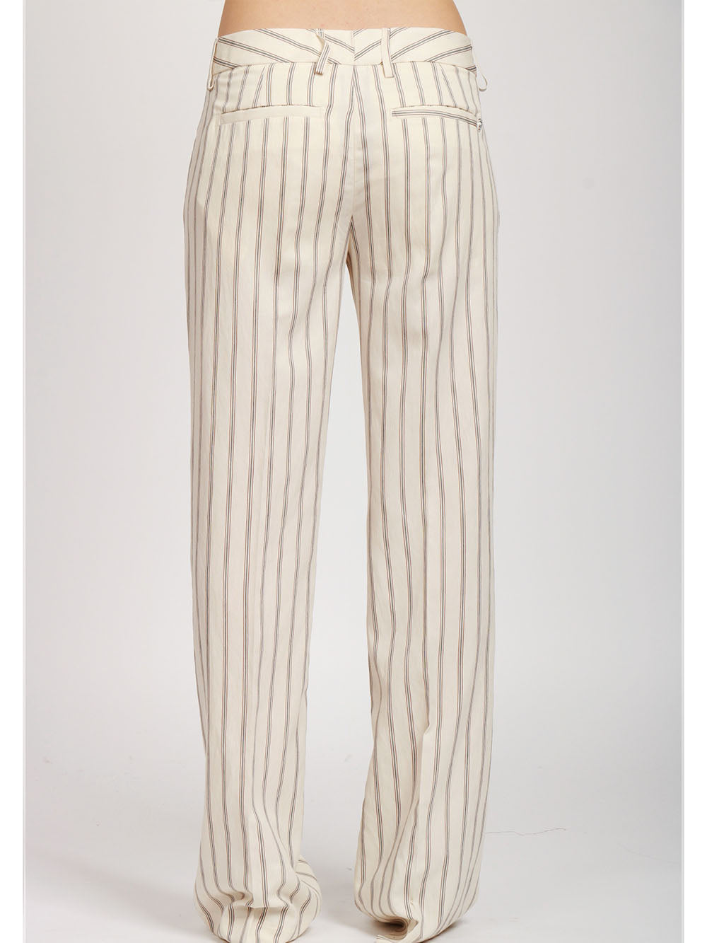 DONDUP Pantaloni Maya Panna a Righe con Gamba Dritta Panna