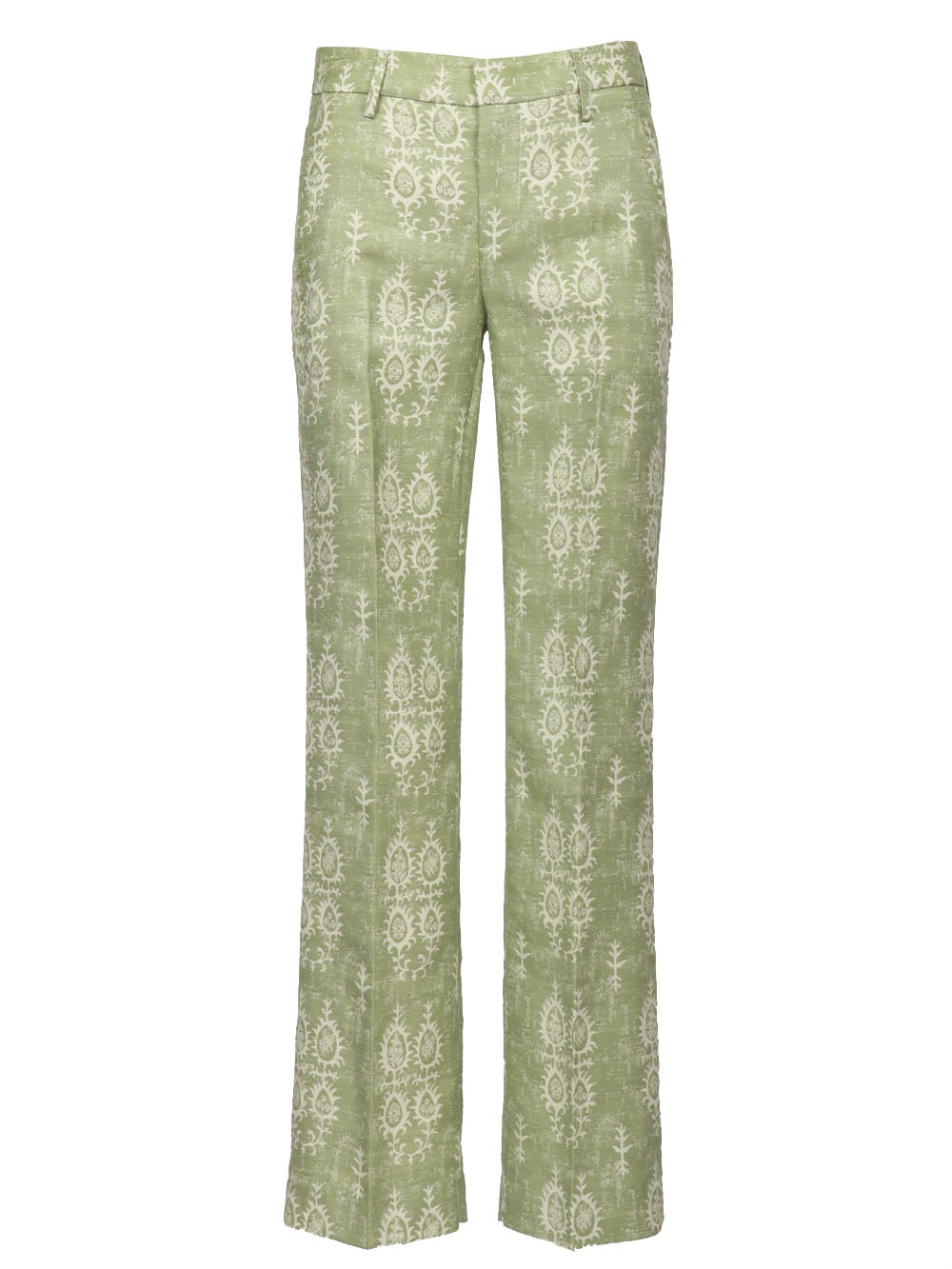 DONDUP Pantaloni Maya in Cotone Jacquard Verdi Salvia e Avorio Salvia+avorio