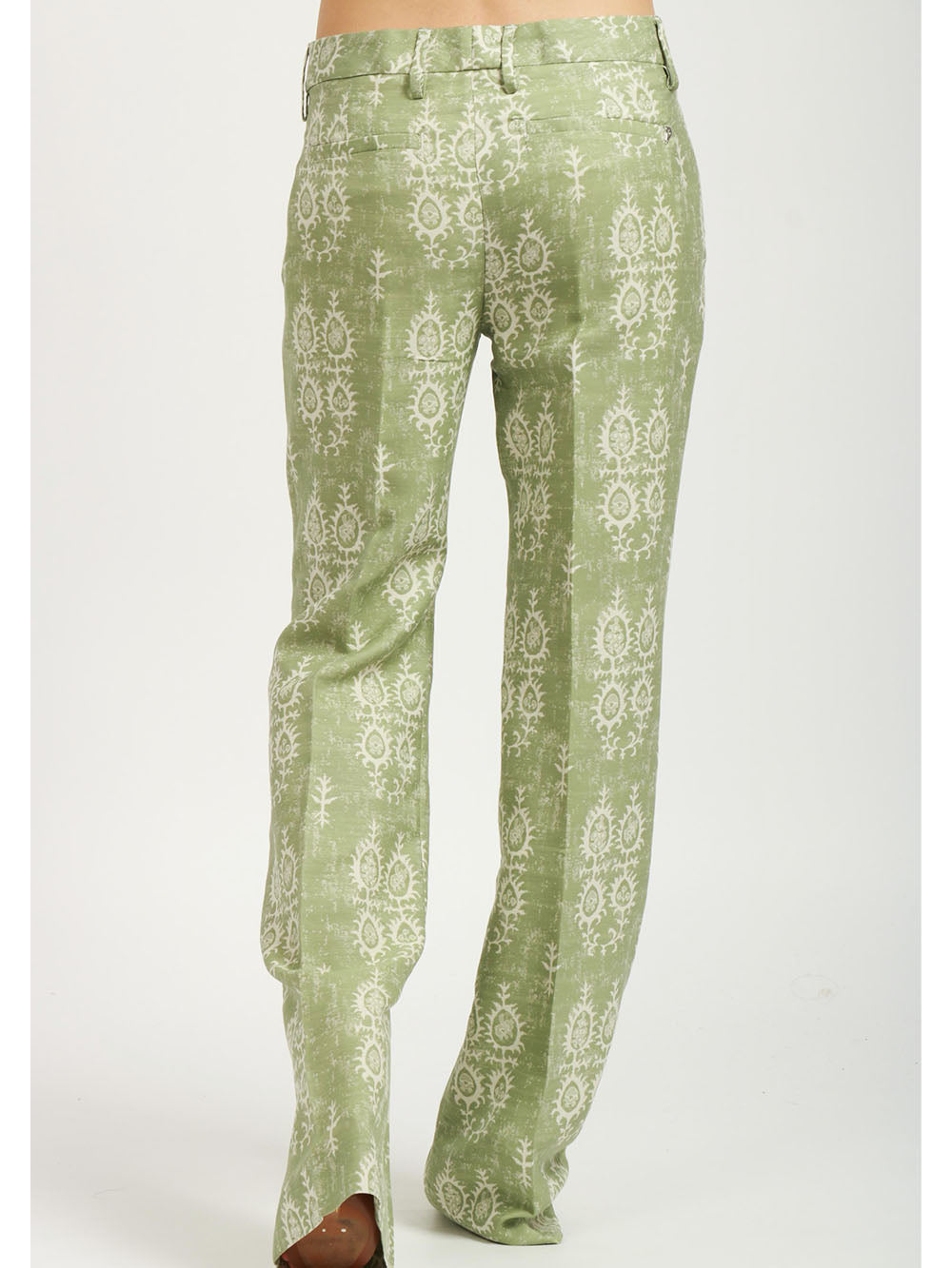 DONDUP Pantaloni Maya in Cotone Jacquard Verdi Salvia e Avorio Salvia+avorio
