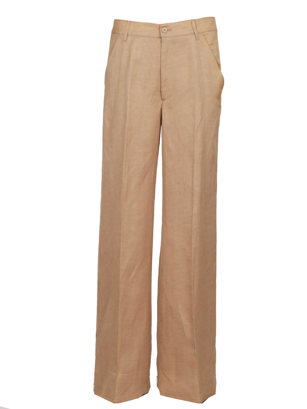 DONDUP Pantaloni Idra Palazzo in Misto Lino Sabbia Sabbia