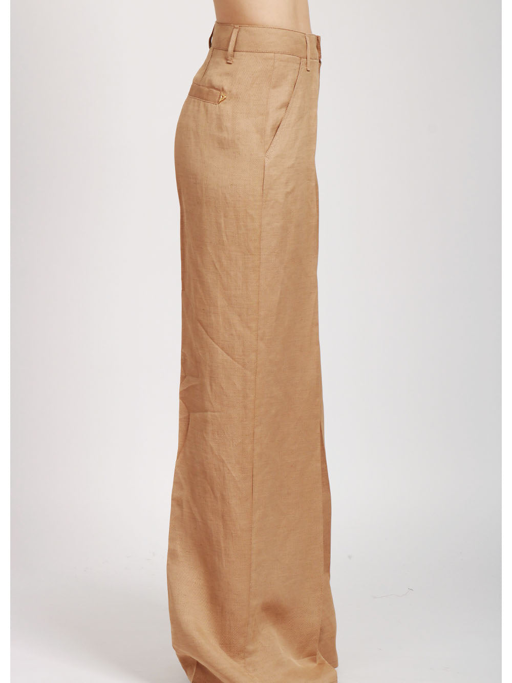 DONDUP Pantaloni Idra Palazzo in Misto Lino Sabbia Sabbia