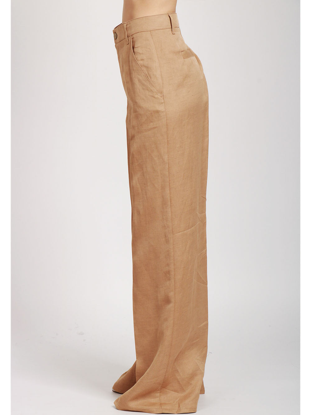 DONDUP Pantaloni Idra Palazzo in Misto Lino Sabbia Sabbia