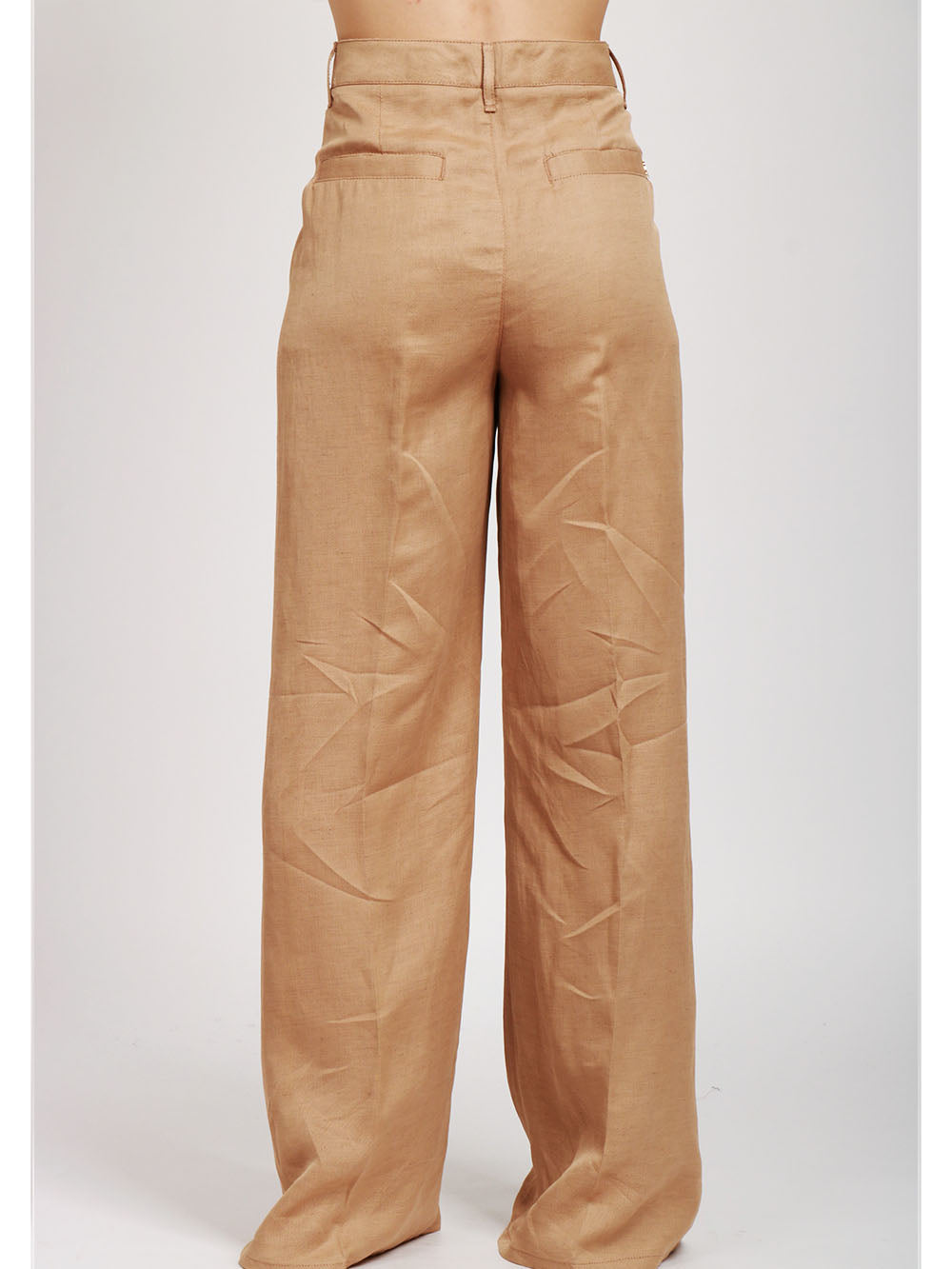 DONDUP Pantaloni Idra Palazzo in Misto Lino Sabbia Sabbia