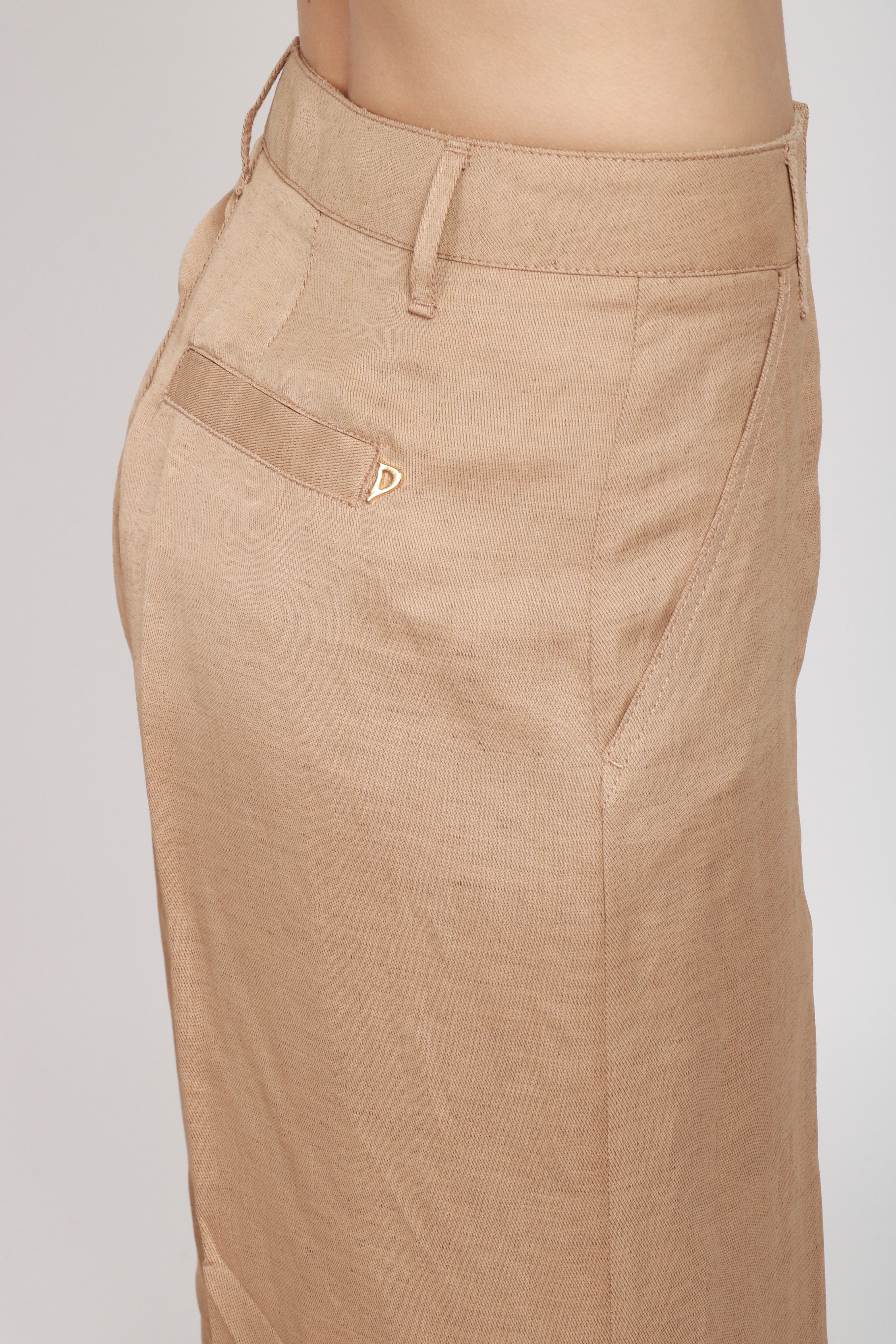 DONDUP Pantaloni Idra Palazzo in Misto Lino Sabbia Sabbia