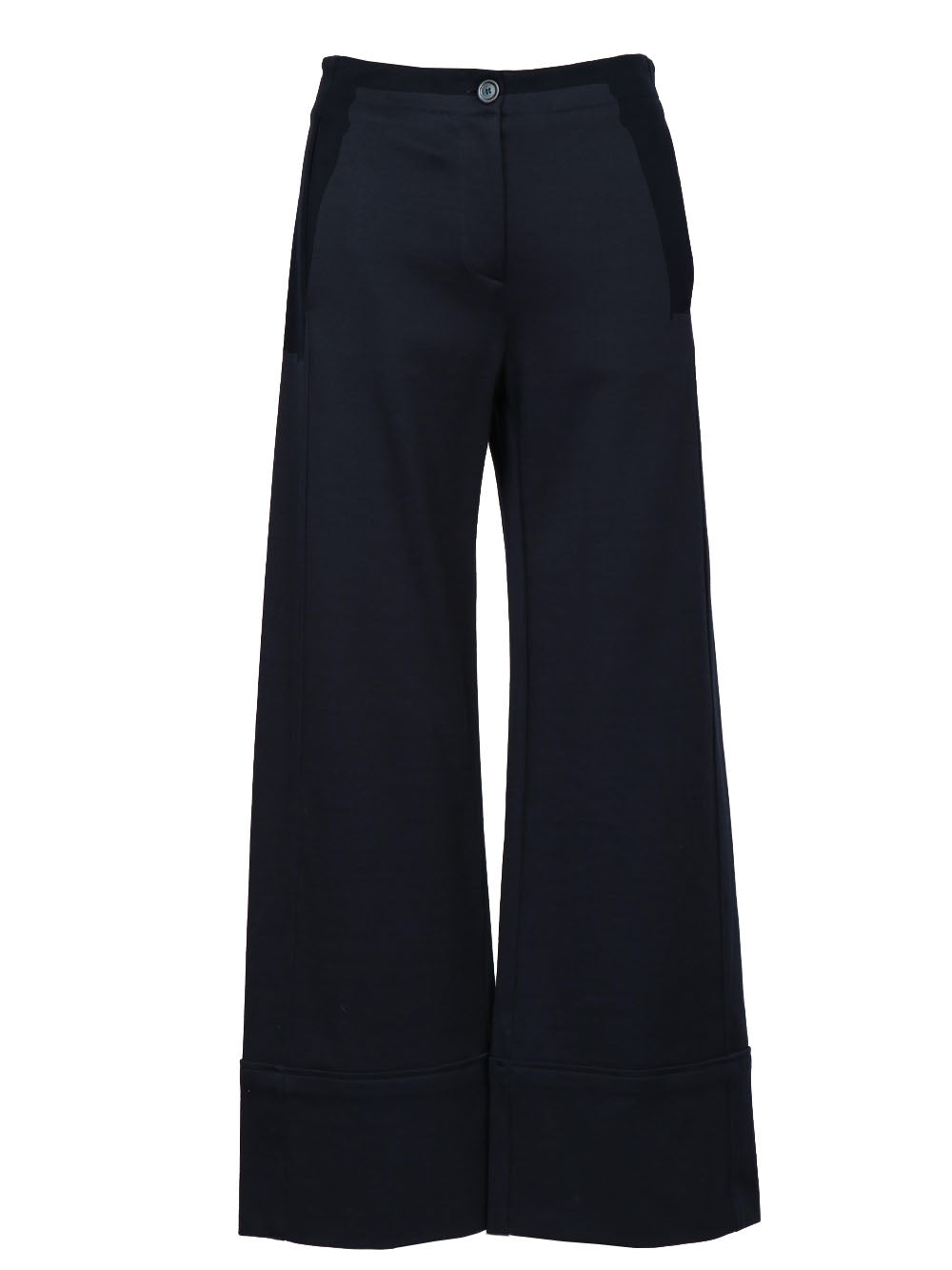 DONDUP Pantaloni Palazzo in Filo di Scozia Blu Notte Blu