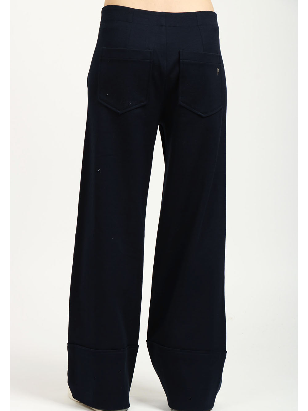 DONDUP Pantaloni Palazzo in Filo di Scozia Blu Notte Blu