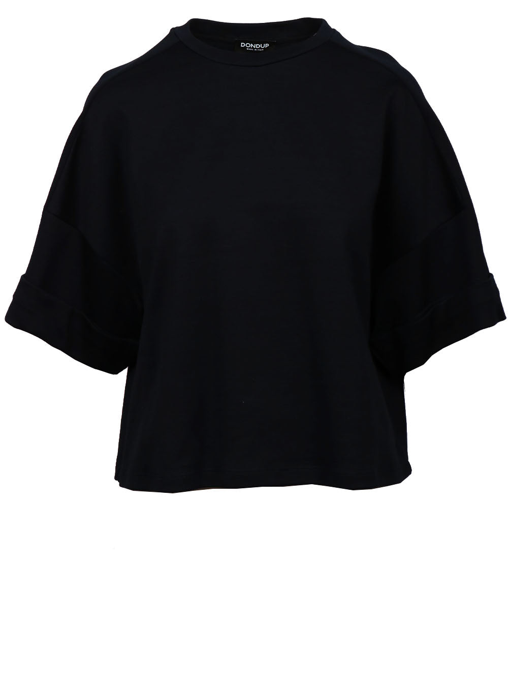 DONDUP T-Shirt Girocollo in Filo di Scozia di Cotone Blu Notte Blu