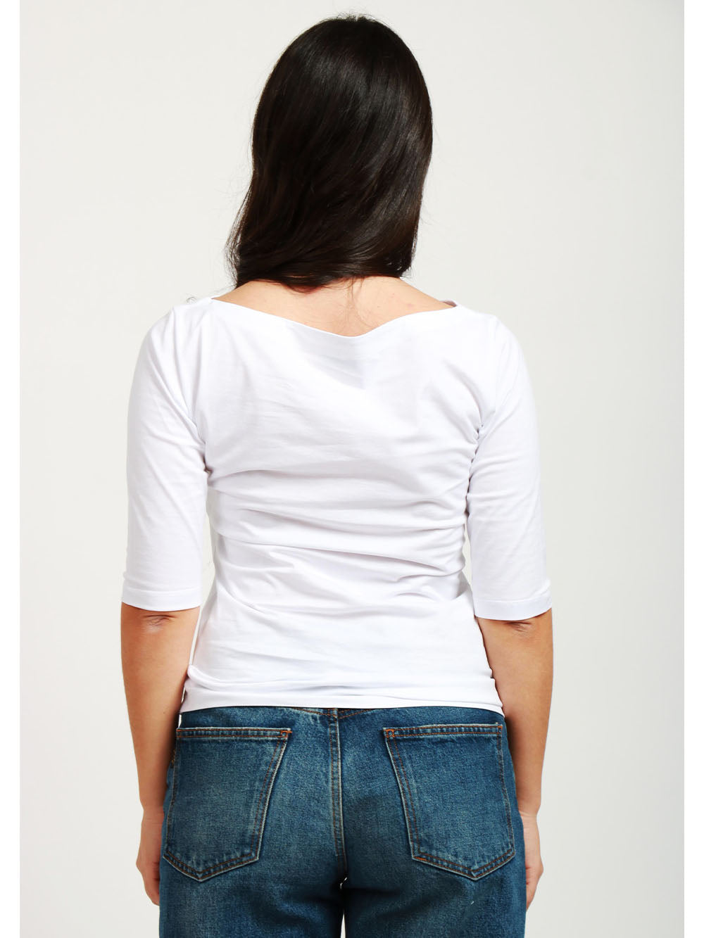 White Cotton T-Shirt with White Embroidery