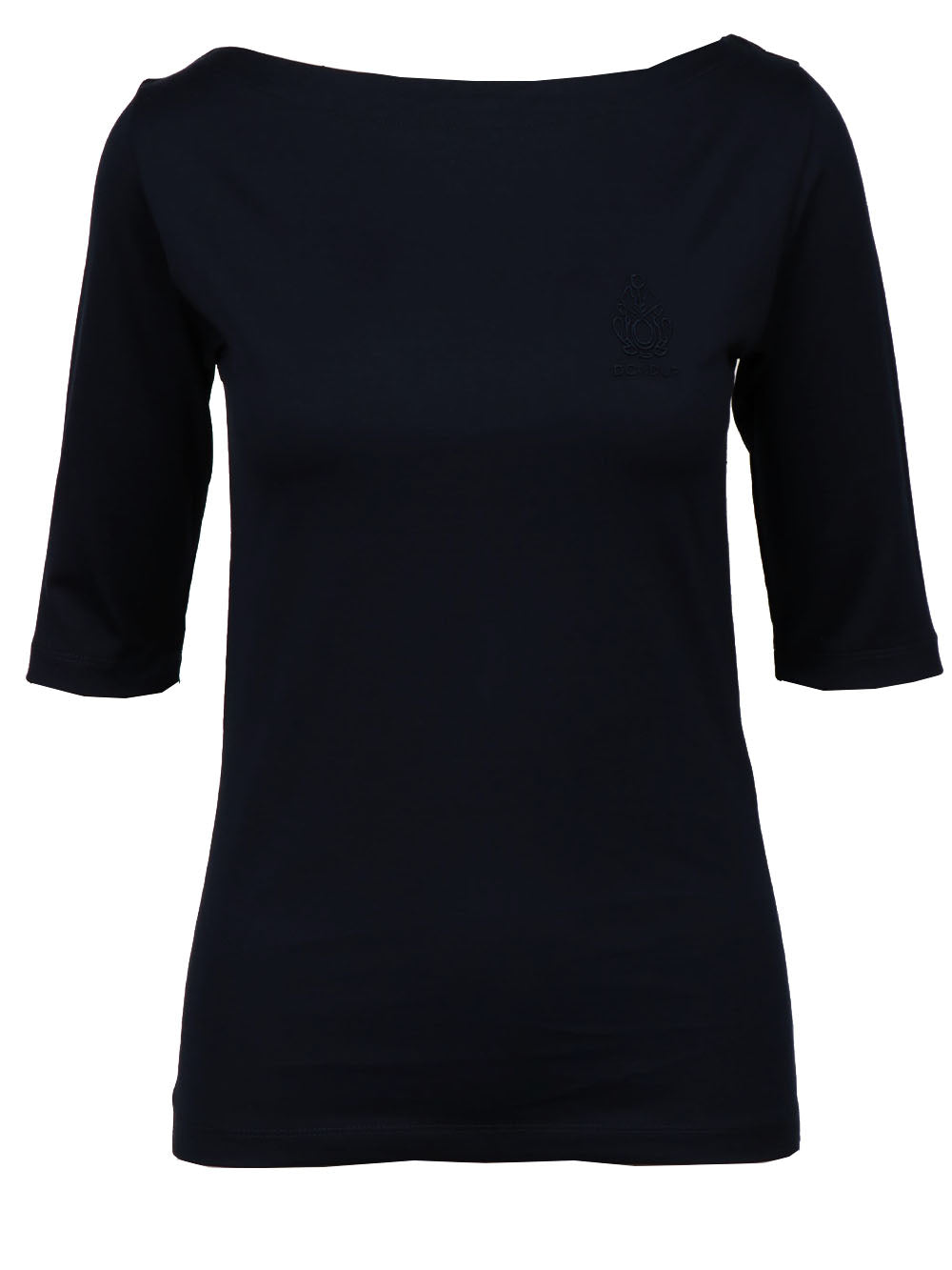 DONDUP T-Shirt in Cotone Bianca con Ricamo Blu Notte Blu