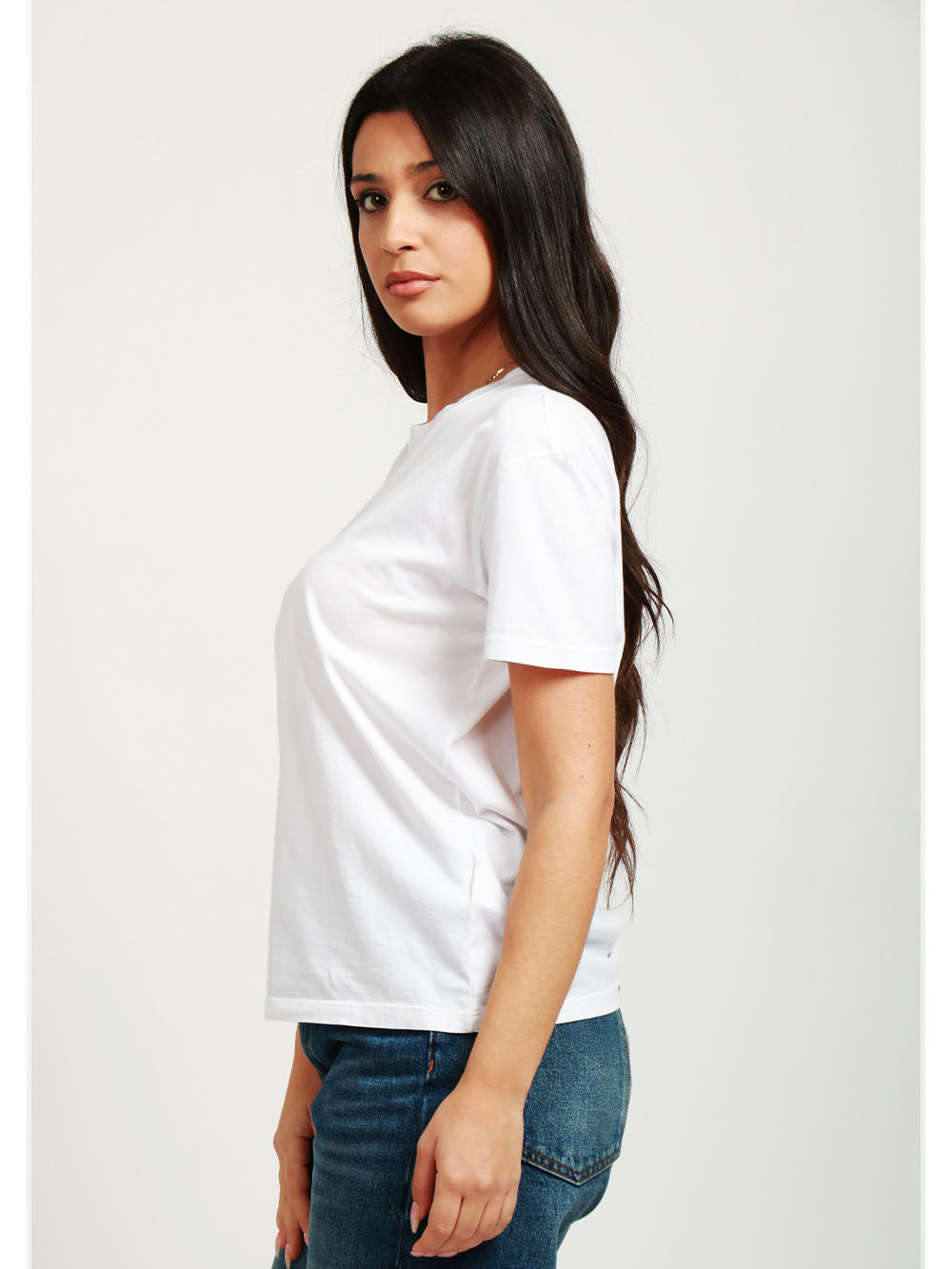 DONDUP T-Shirt Girocollo in Cotone Bianca con Scritta Nera Bianco