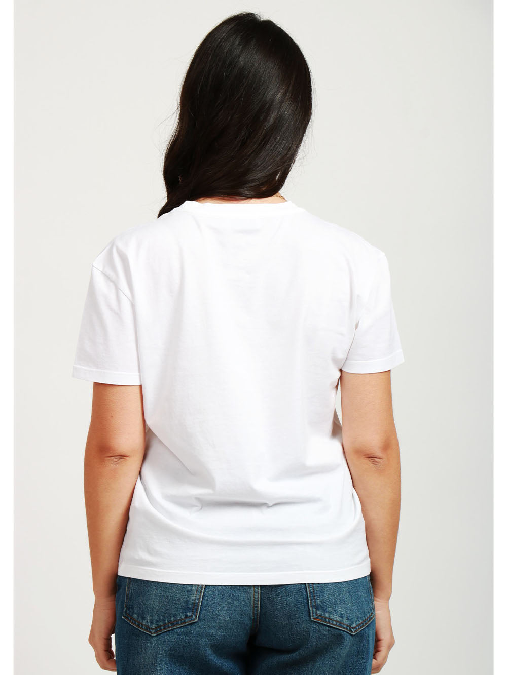 DONDUP T-Shirt Girocollo in Cotone Bianca con Scritta Nera Bianco