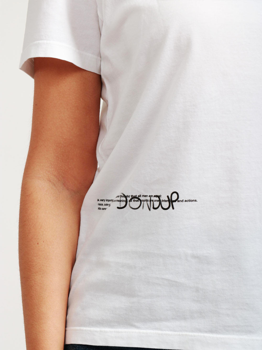 DONDUP T-Shirt Girocollo in Cotone Bianca con Scritta Nera Bianco